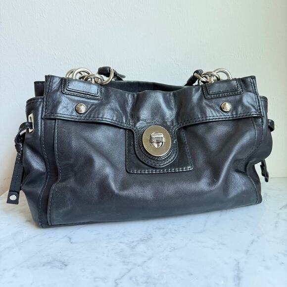 Coach Black Leather Shoulder Bag Peyton 14522 – Chain Strap Y2K Carryall - Picture 1 of 16